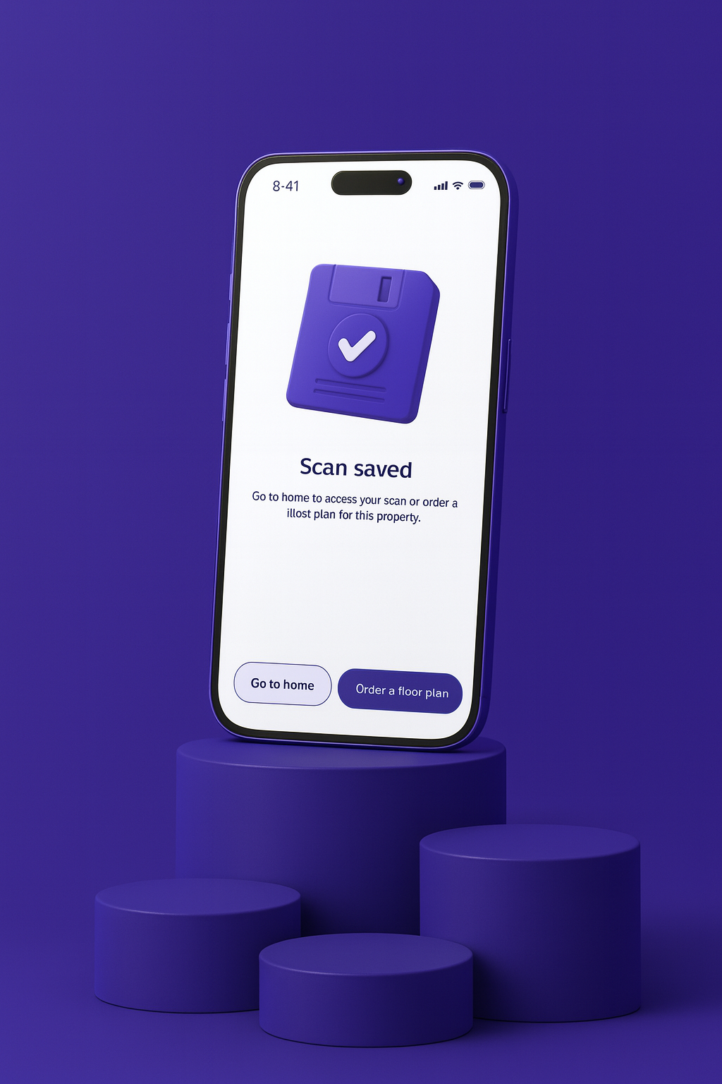 A render of three white cylindrical columns, against a warm creme background
